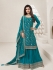 Jacquard chinon sharara suit in Teal colour 66215